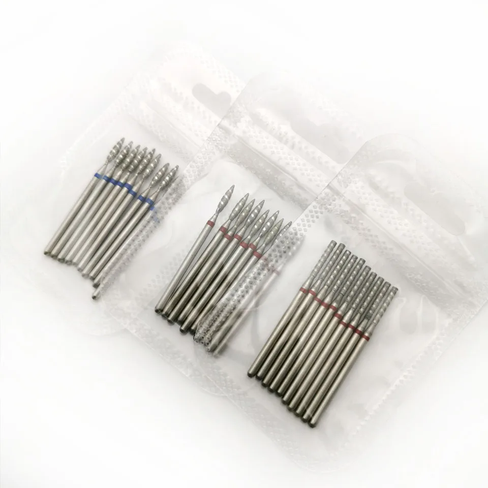 HYTOOS 10Pcs Tornado Flame Nail Drill Bits Diamond Cutters for Manicure Cuticle Clean Burr Diamond Mill Nails Accessories Tool 6