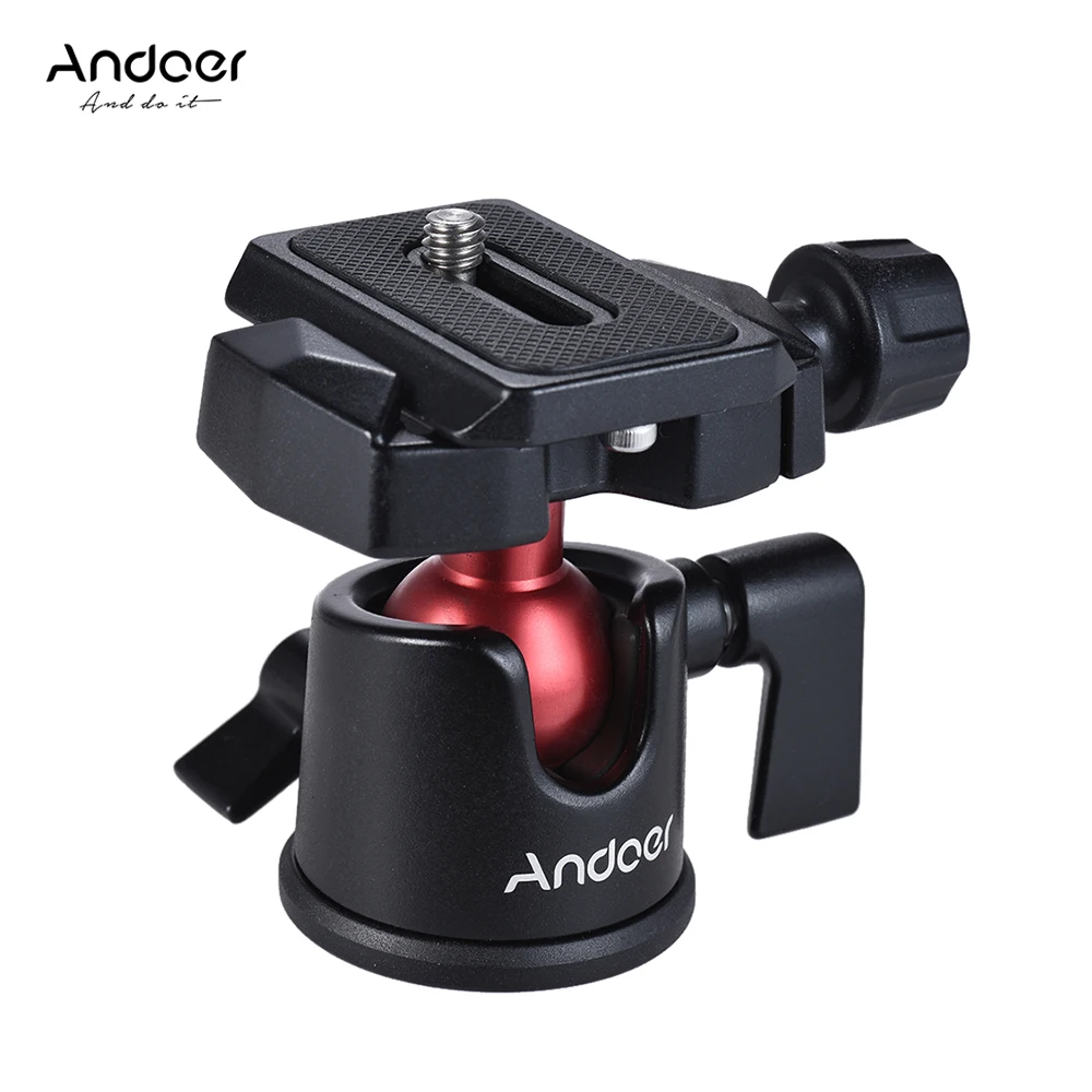 Andoer Mini Ball Head Ballhead Tabletop Tripod Stand Adapter w/Quick Release Plate for Nikon Sony Canon DSLR Camera Camcorder tripod ball head