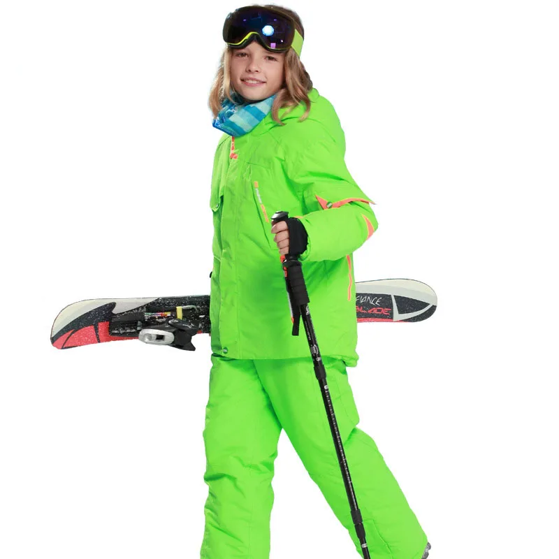 Зимний лыжный костюм г. Детские ветрозащитные спортивные зимние куртки и штаны 5000 г. Лыжные костюмы для мальчиков и девочек до 30 градусов