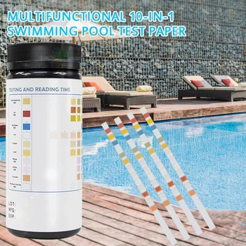 

10 In1 Swimming Pool Test Paper Residual Chlorine PH Value Alkalinity Hardness Test Strip drinking water hot spring pond