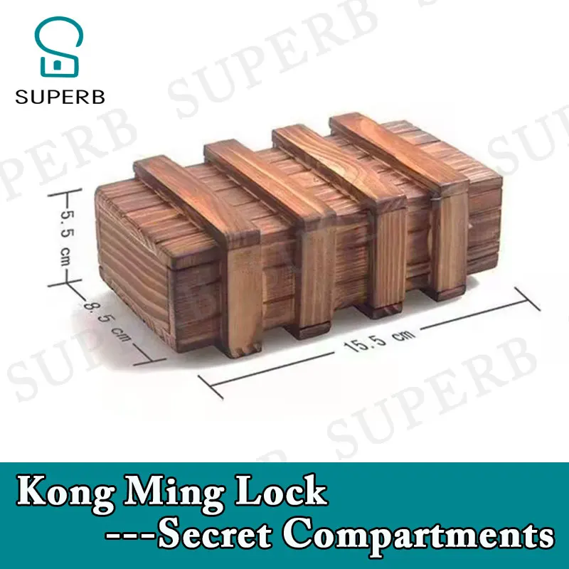 

Superb escape rom prop Kong ming lock secret compartment open the box to find the clues in the two small boxes