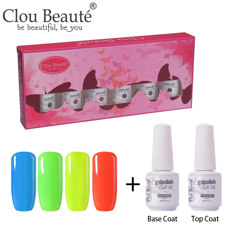 Clou Beaute 6 шт./компл. гель для ногтей профессиональная эмаль стойкий растворимый лак гель лак-основа верхнее покрытие Набор для украшения ногтей - Цвет: ZH37