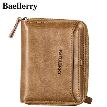 

Vintage Men Wallet Small Purse Male Leather Wallets Coin Pocket Men Zipper Purses Card Holder Money Bag MWS170-3