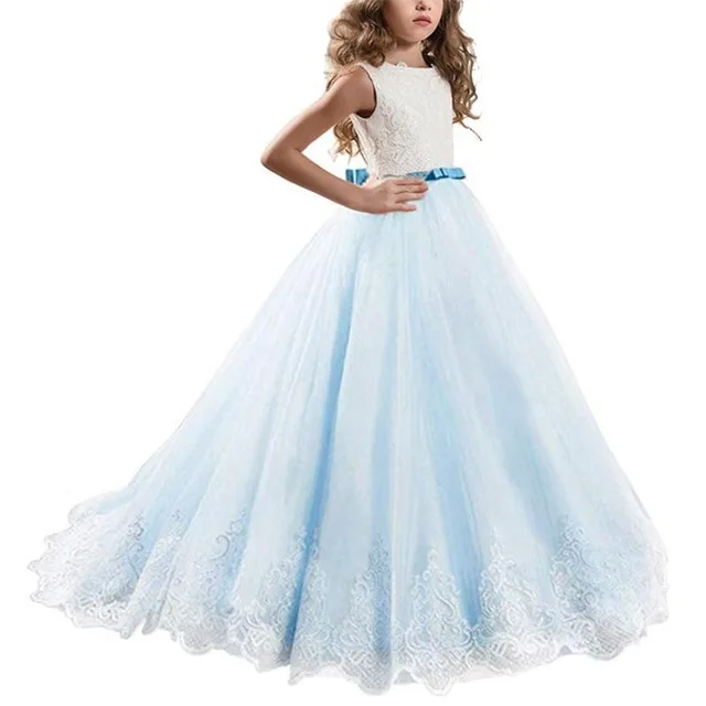 Teenager Bridesmaid Dress For Girls Kids Dresses Children Princess Dress Pageant Girl Party Dress 10 12 Years Dropshipping - Цвет: Light blue