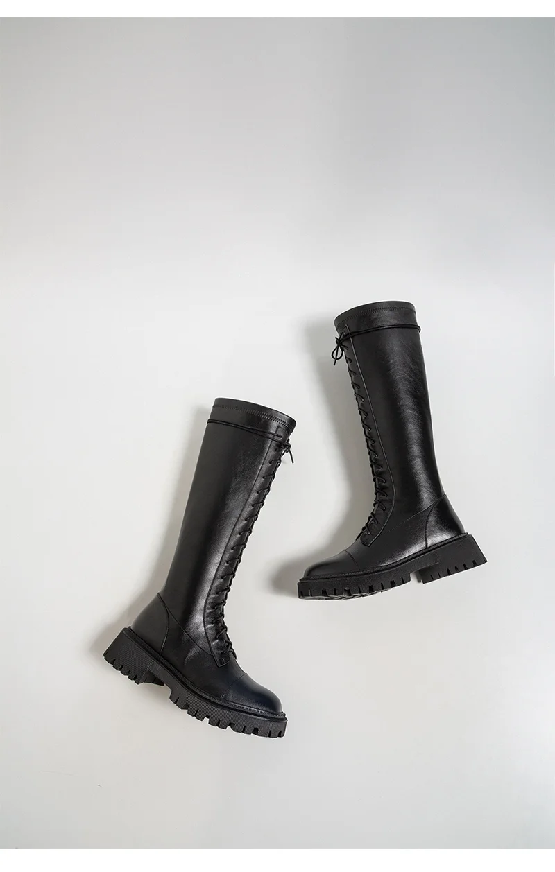 ☆送料・関税込☆PARTIMENTO★LEATHER HANNES LONG BOOTS★ Thigh high boots with block heel (model 540) black leather