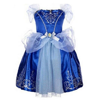 Рождественское платье для девочек; платье принцессы со снежинками для костюмированной вечеринки для девочек; Рождественский костюм; праздничное платье - Цвет: DS006-Blue