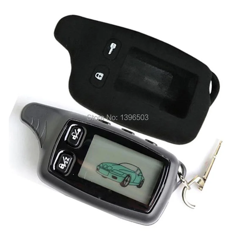 TW 9030 LCD Remote Control Keychain with Silicone Key Case For Russia