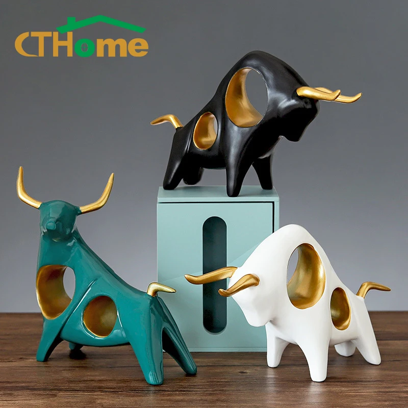 Escultura de estatuilla Taurus, estatua de Toro, Reisn Bull, símbolo del año 2021, año del ox, figura de la suerte, Animal Ox, decoración del hogar, 2021
