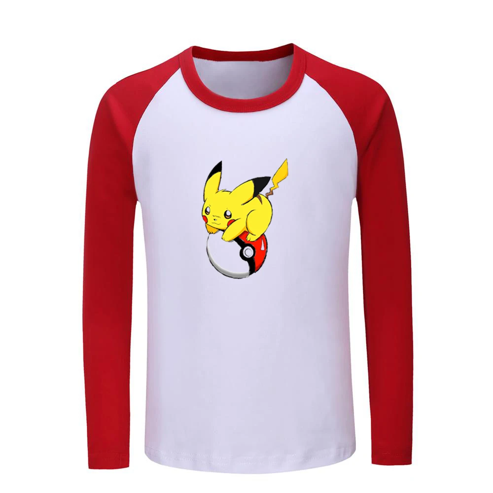 Детские футболки с рисунком покемона покебол PIKACHU Детские футболки с рисунком топы с длинными рукавами для мальчиков и девочек, рождественский подарок - Цвет: JeKCR060C