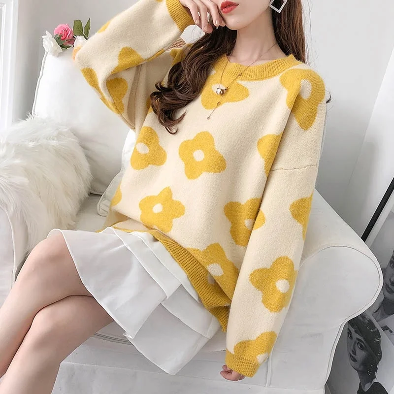 Knit Sweater Loose Lazy Pullover Women Winter Women's Jumper Plus Size | Женская одежда