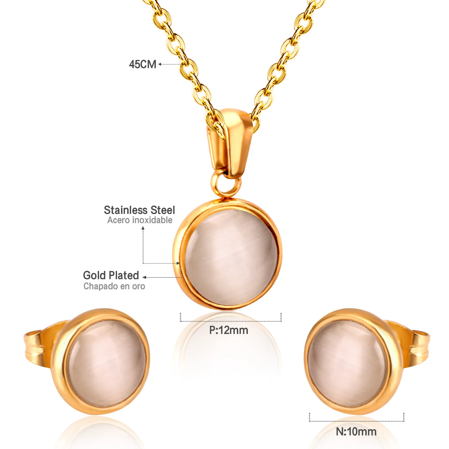 LUXUKISSKIDS Opal Shell Dubai Wedding Bridal Christmas Jewelry Sets Pendant Necklace Earring Women Gold Indian Jewellery Set