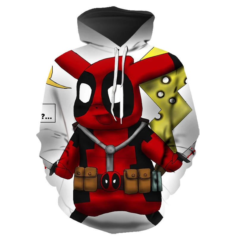 

2020 new game animation Hoodie Unisex men's and women's 3D printing Pikachu street style cute funny hip hop punk hoodie coat