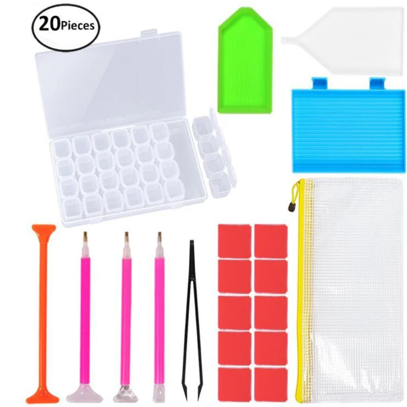

DIY Diamond Brush Sewing Accessories Handmade Diamond Cross Stitch Brush Fast Pen / Glue / Plastic Tray Set 10 / 15 / 20