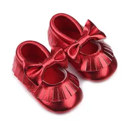 Детская обувь розового золота искусственная кожа, для новорожденных мальчиков и девочек обувь для первых ходунков детские мокасины 0-18