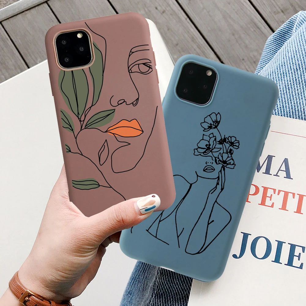 Абстрактный Модный мягкий матовый чехол из ТПУ с изображением лица для iPhone 11 Pro Max