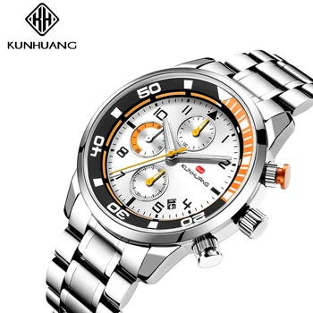 

Relogio Masculino Kunhuang Brand Luxury Sport Watch Men's Fashion Luminous Chronograph Quartz Wristwatch Clock Reloj Hombre 2020