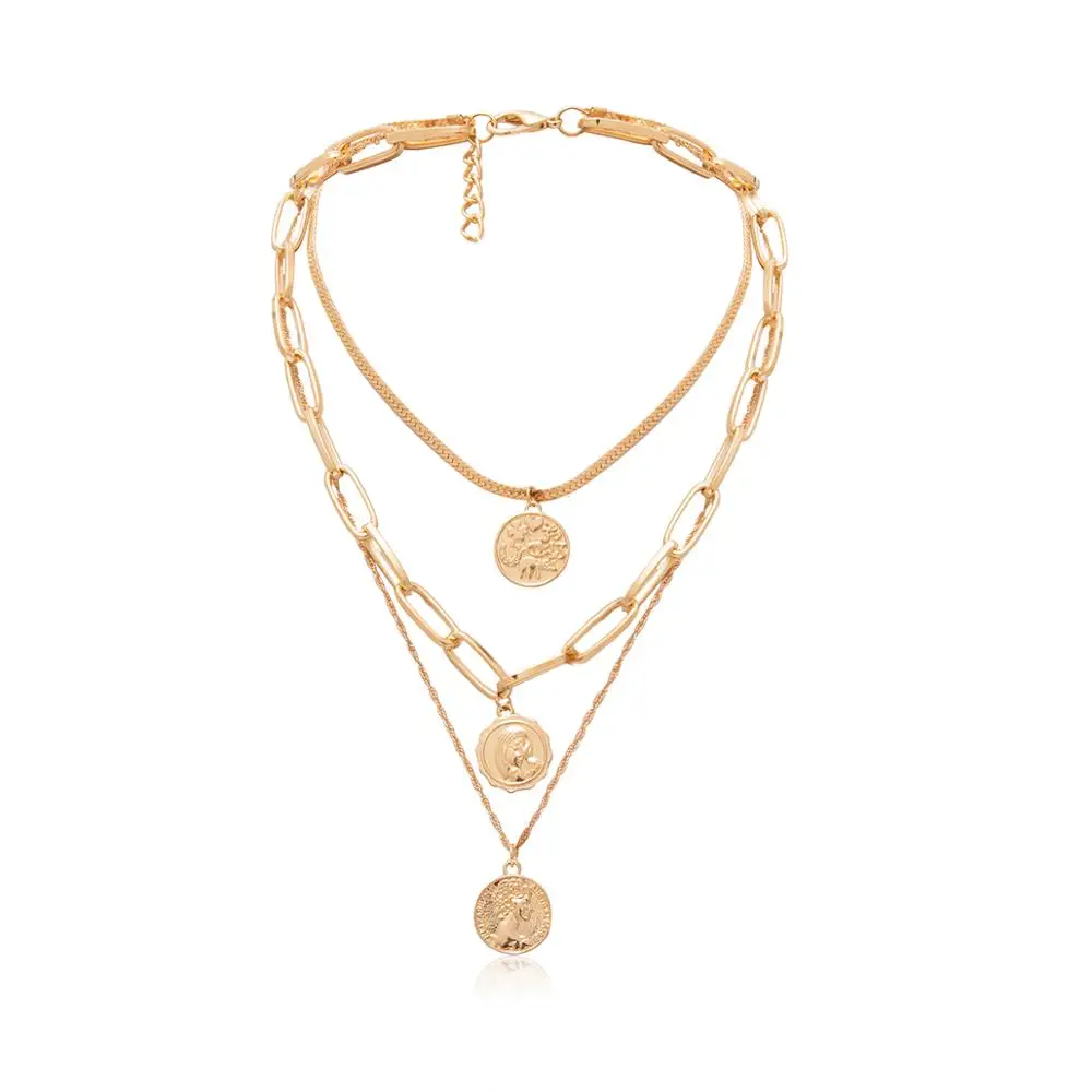 Многослойное ожерелье с монеткой из PuRui, серебряное золотое ожерелье с подвеской на ключице, Массивное колье, женское ювелирное изделие на шею