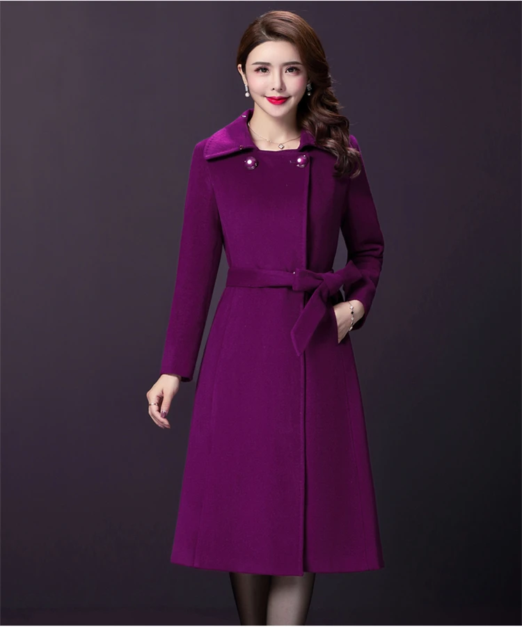 New Women Wool Blends Long Coat Autumn Winter 2021 Fashion Sashes Woolen Jacket Slim Outerwear Female New Women Wool Blends Long Coat Autumn Winter 2021 Fashion Sashes Woolen Jacket Slim Outerwear Female