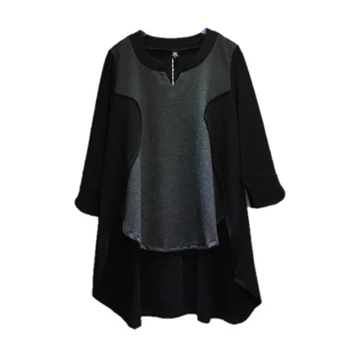 

Women T-Shirts Tops&Tees Three Quarter Irregular Patchwork Oversize Loose Darkness High Street Vintage Hip Hop Outdoor Clothes