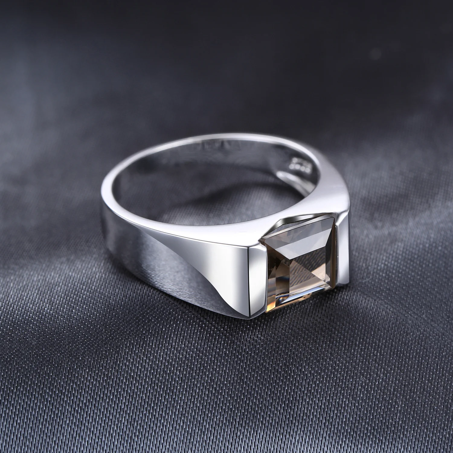 Jewelrypalace Для мужчин площади 2.2ct подлинная дымчатый кварц обручальное кольцо из натуральной 925 серебро Новая Мода Красивые ювелирные изделия