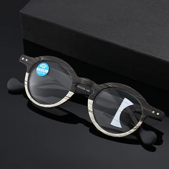

Seemfly Wood Grain Reading Glasses Men Women Progressive Multifocal Anti Blue Light Presbyopic Eyeglasses Near Far Sight Eyewear