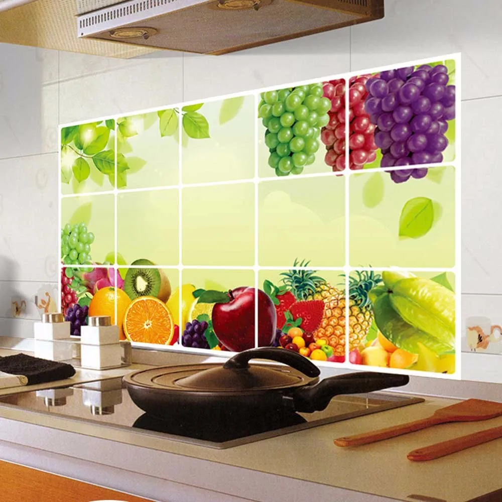 

Kitchen Oilproof Removable Wall Stickers Aluminum foil Art Decor Home Decal Fruit oil stickers wall stickers#8