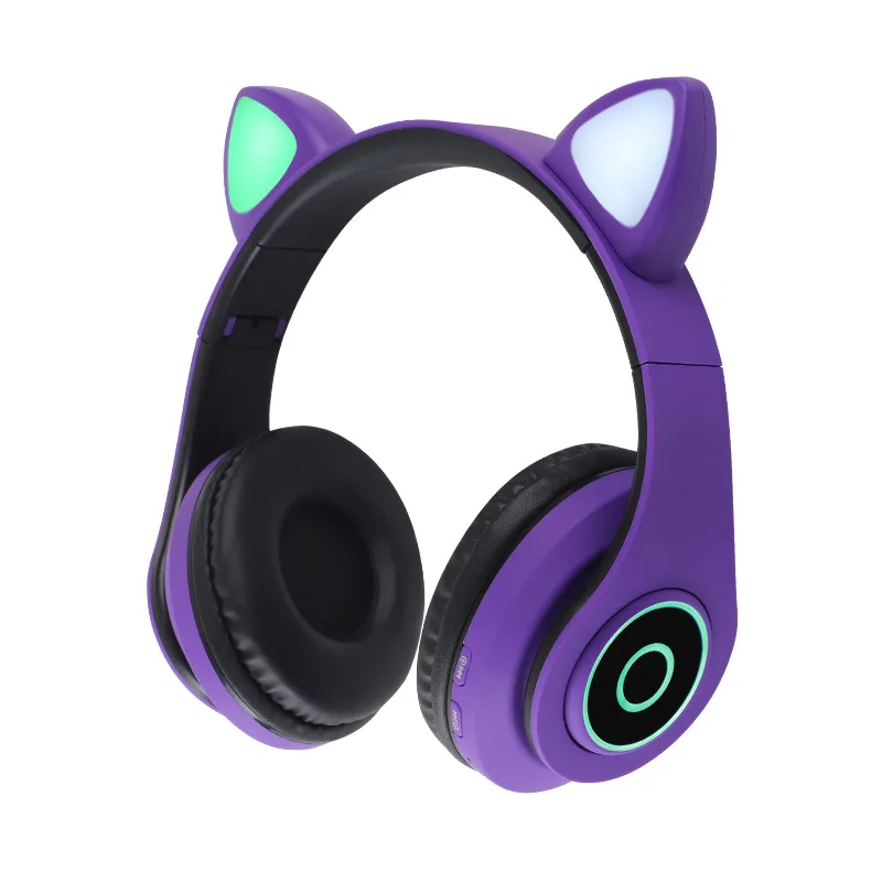 Color luminous cat flash In ear Bluetooth earphone Wireless Headphones stereo Head mounted Noise reduction lovely