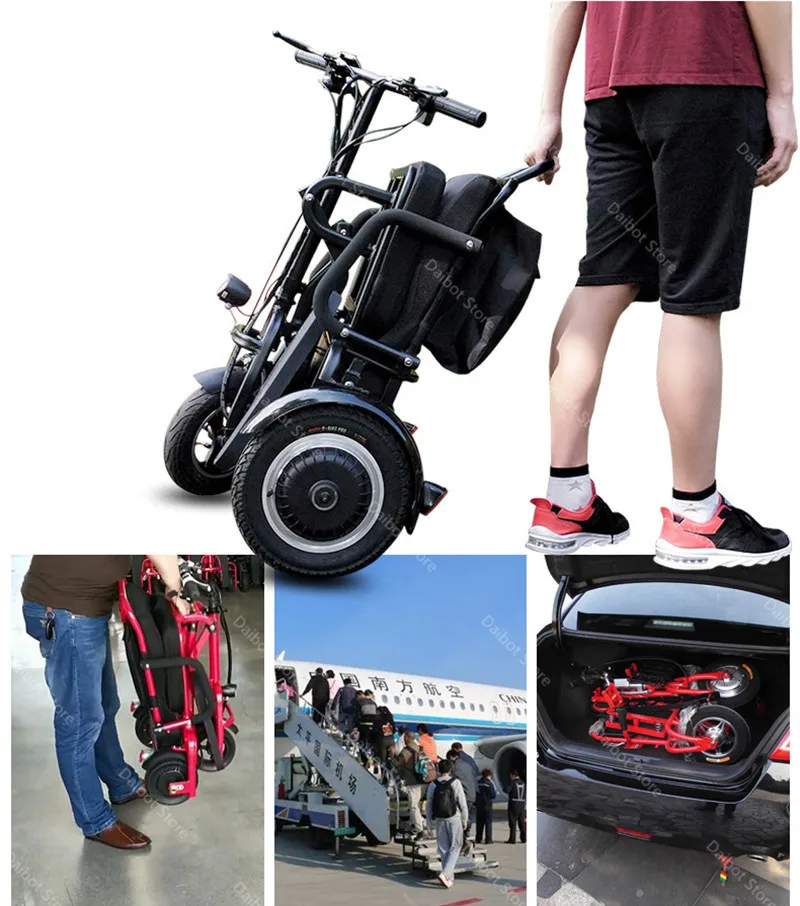 10 Inch Electric Tricycle Scooter Three Wheels Electric Scooters 36V48V 300W350W DisabledElderly Folding Electric Scooter (16)
