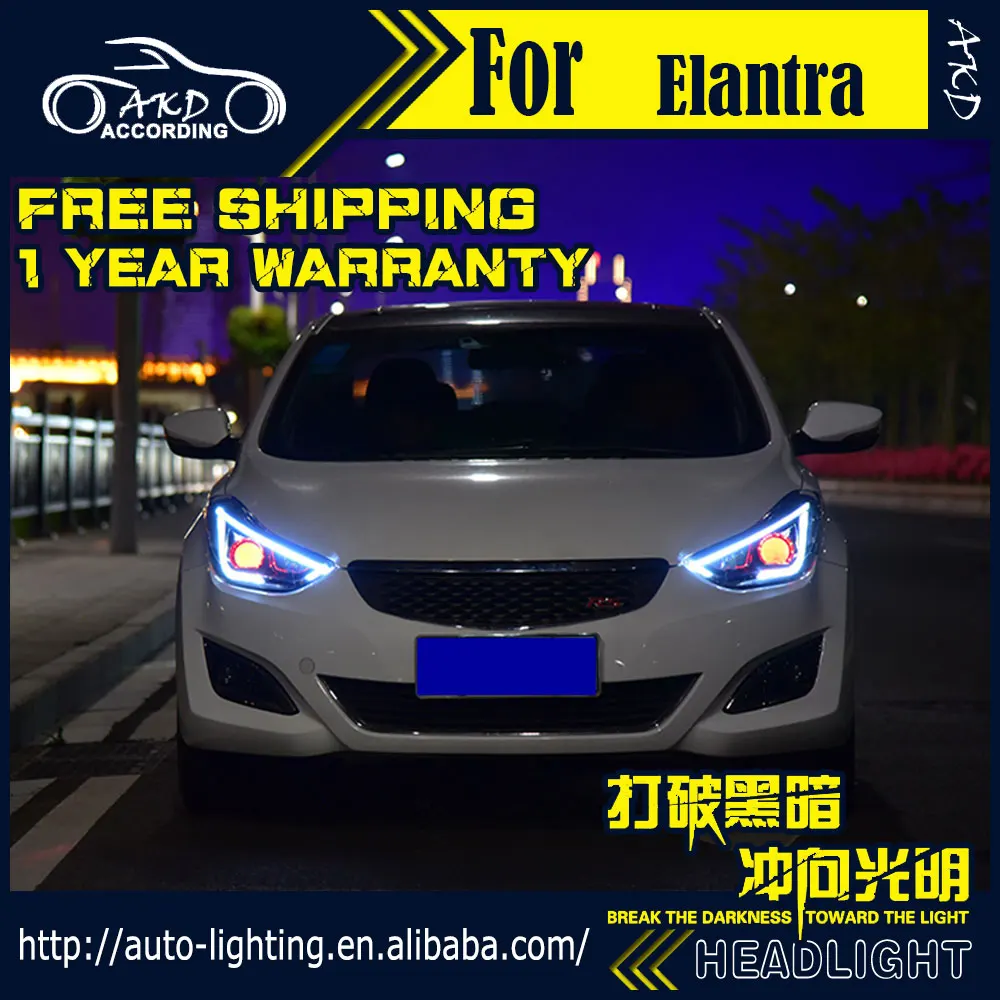 AKD автомобильный Стайлинг Головной фонарь для hyundai фары для HUNDAI Elantra Светодиодный фонарь H7 D2H Hid вариант Ангел глаз биксеноновый луч авто аксессуары