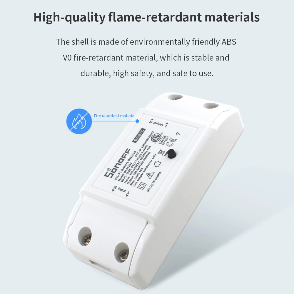 Smart Switch Smart Switch Module Sonoff Basic R2 Sonoff Switch WiFi Wireless DIY Module Remote ON/OFF Timing For Smart Home Automation Works with Alexa