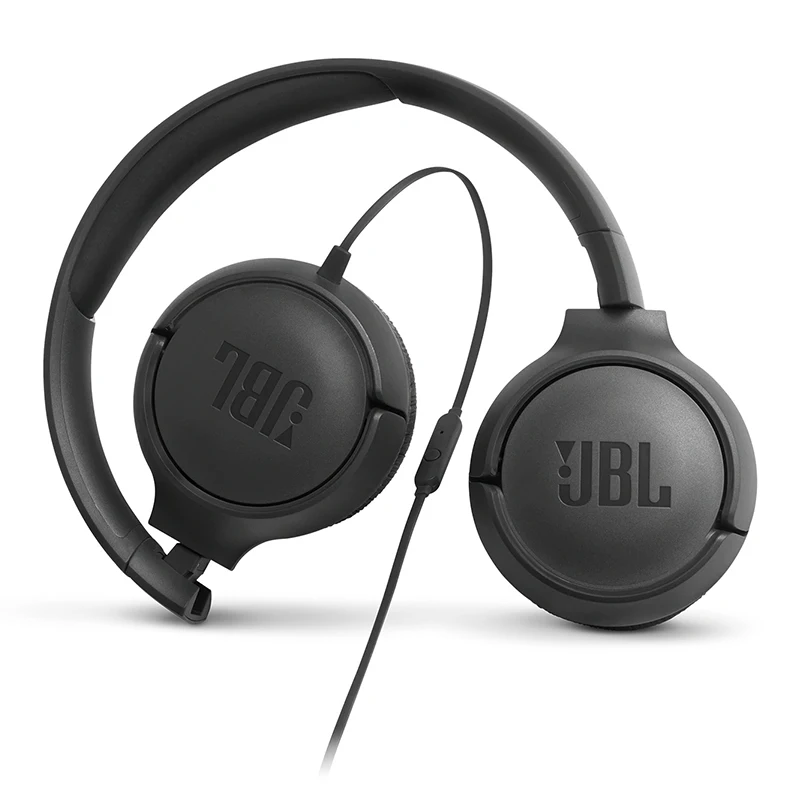 Оригинальные проводные наушники JBL T500 с чистым басом, наушники для спортивной игры, гимнастики, складные наушники, 1 кнопка, светильник с микрофоном