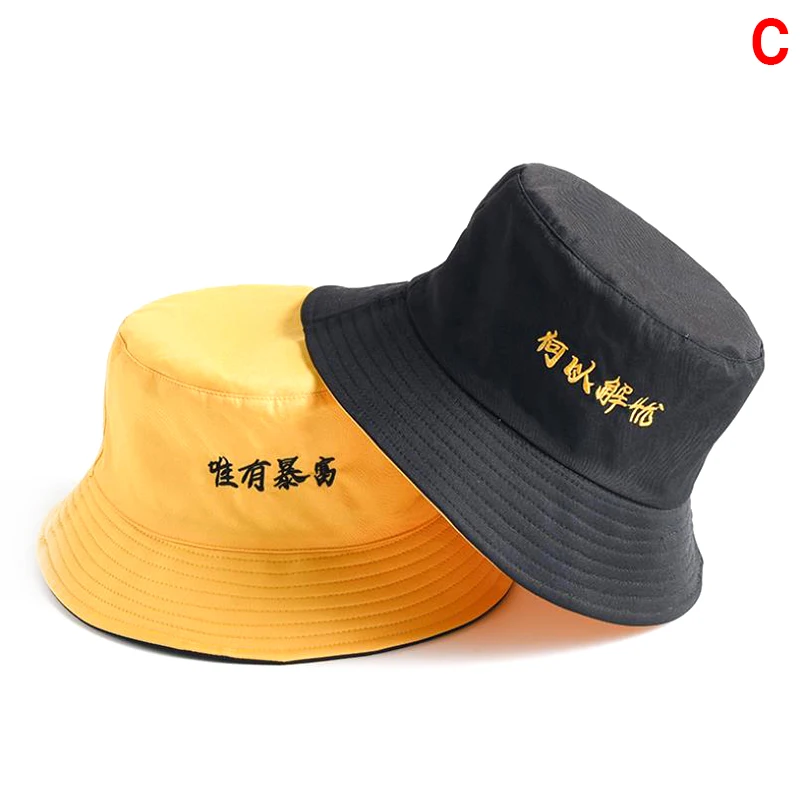 as pic Женские Панамы в стиле хип-хоп, одноцветные, с вышитыми буквами, двухсторонняя одежда, рыбацкая шляпа, корейский стиль, дышащие, подходят ко всему, для женщин, шикарные - Цвет: as pic