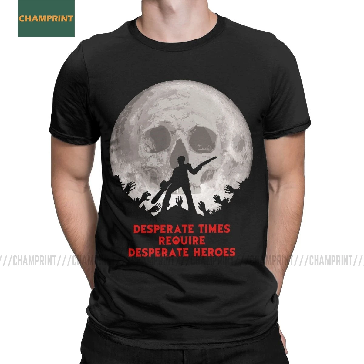 Футболка мужская из хлопка с коротким рукавом принтом фильма Ash Vs The Evil Dead |