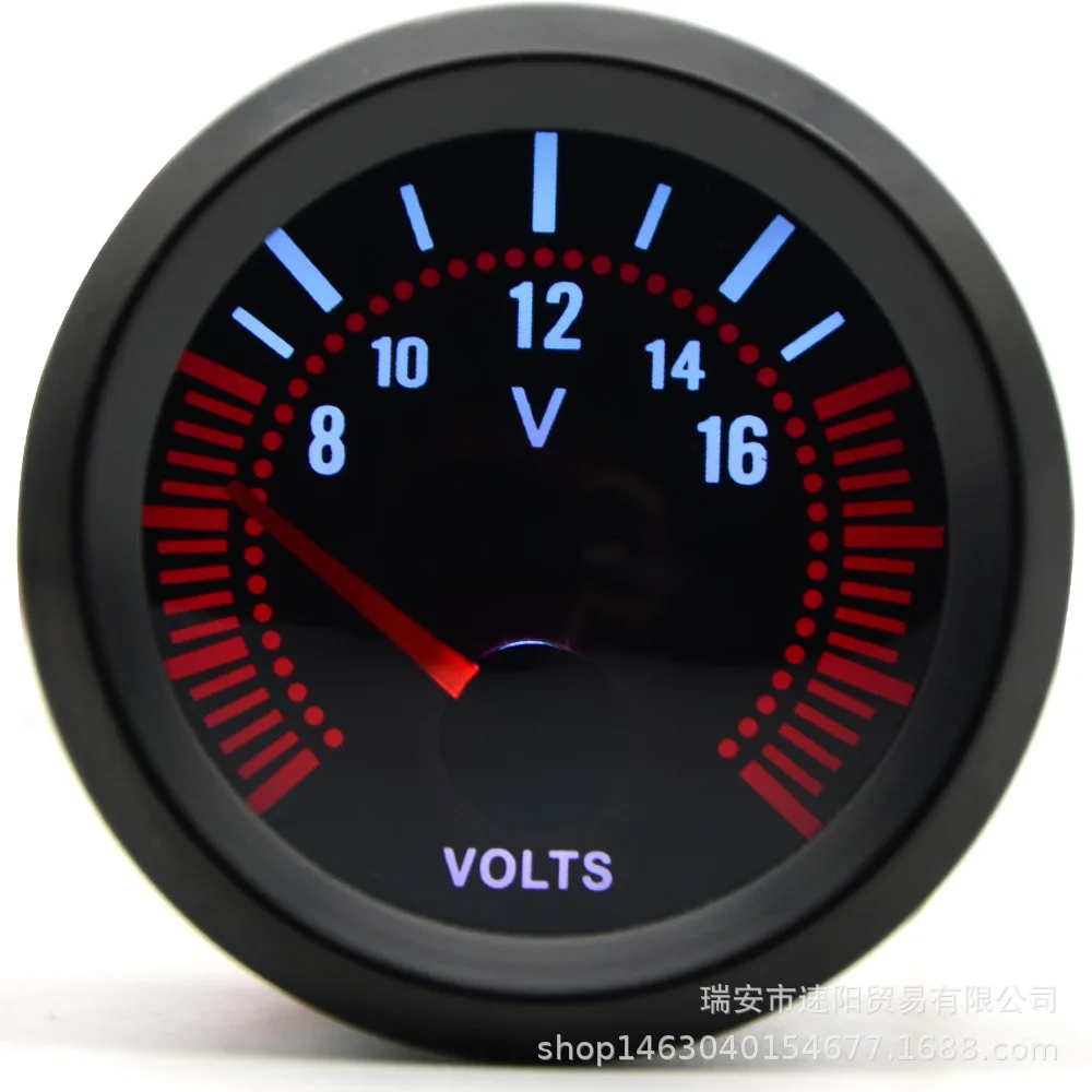 Cross Border Hot Selling 2-Inch 52 Size Car Voltmeter Sunglasses Black And White with Pattern Case Automobile Instrument Modifie