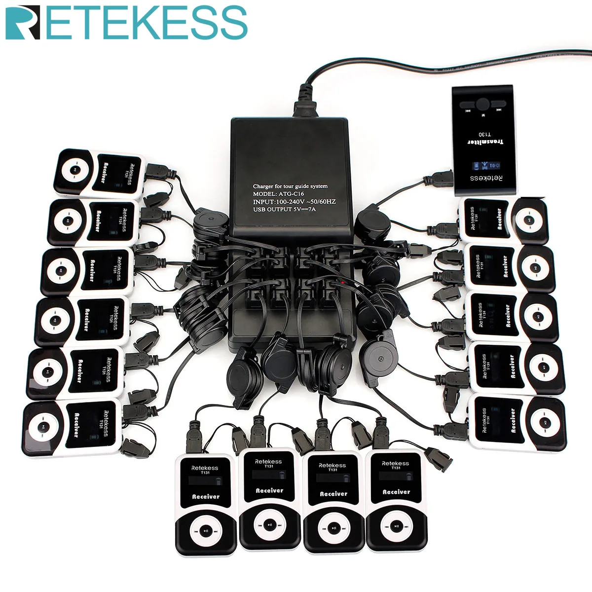 Trasmettitore Wireless RETEKESS T130 Tour Guide System + 15 ricevitori per la traduzione della chiesa di formazione logistica del governo di fabbrica