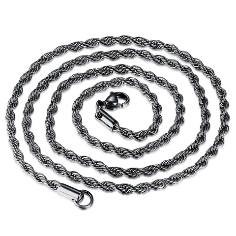 Stainless Steel Necklace For Men Women Braided Rope Chain Choker Necklace Jewelry Gold Color Neck Metal Jewelry Gift