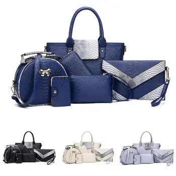 

Fashion Women's Shoulder Bags Messenger Bag Purse Pu Leather 6Pcs/set Solid Color Fashion