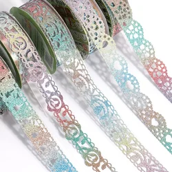Washi – autocollant en dentelle à paillettes, masquage décoratif pour Scrapbooking, fabrication de cartes artisanales, cadres cadeaux 
