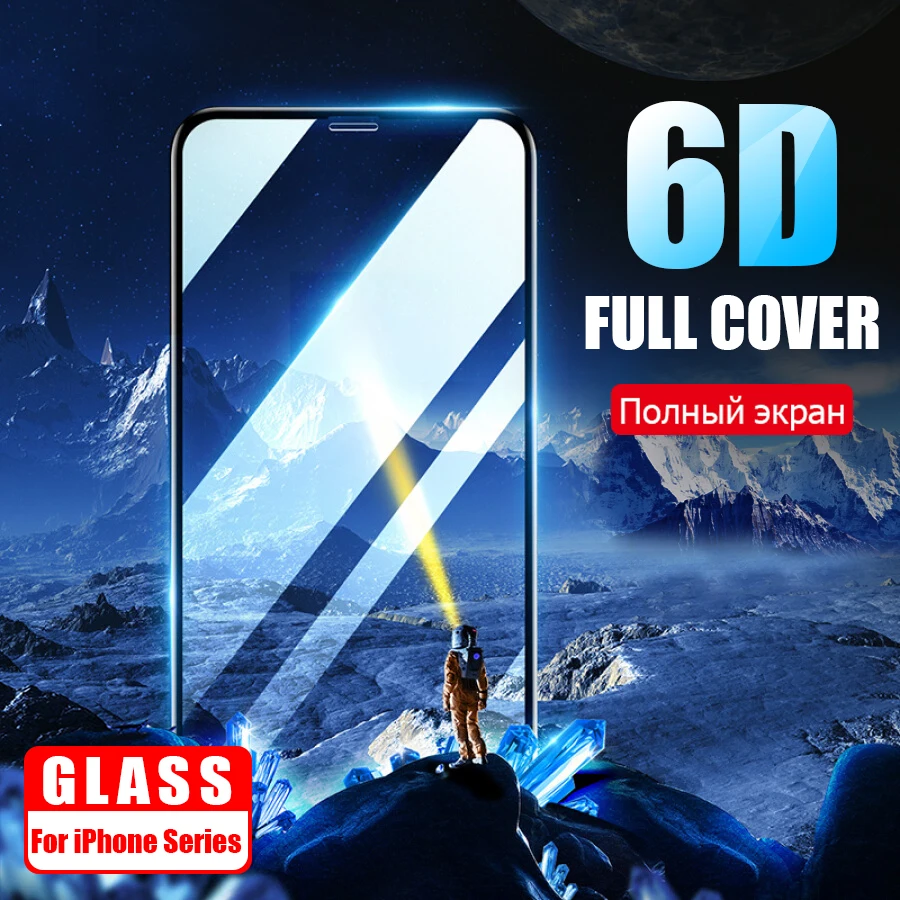 6D 9H закаленное стекло для iPhone 6 6s 7 8 Plus полное покрытие протектор экрана X XRS XS Max