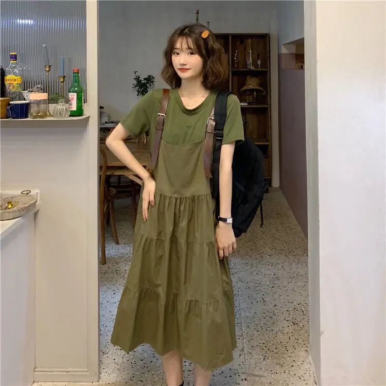 Sleeveless Dress Women Summer Korean Style Spaghetti Strap Students Streetwear Loose Leisure 4XL Large Size Lovely BF Harajuku summer dresses for women