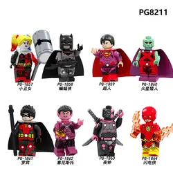 Одна распродажа, строительные блоки, супергерои, Бэтмен, Супермен, Марсианский Охотник, Робин Синестро, флэш-фигурки, игрушки для детей, PG8211