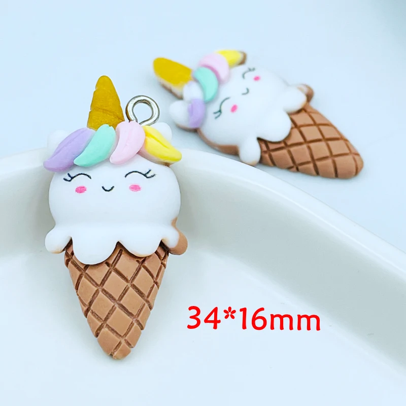 miniature horse figurines 10 Pcs New Cartoon Mixed Unicorn, Ice Cream Flat Back Resin Earring Necklace Pendant Keychain Charms DIY Decoration C76 best Figurines & Miniatures