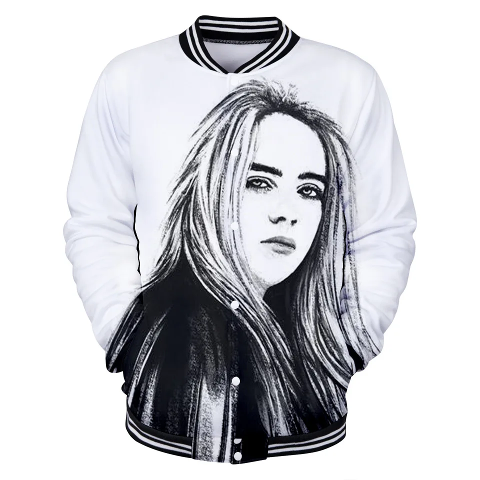 Стиль Европейская и американская певица Billie Eilish 3D цифровая печать 3D с длинным рукавом бейсбольная форма
