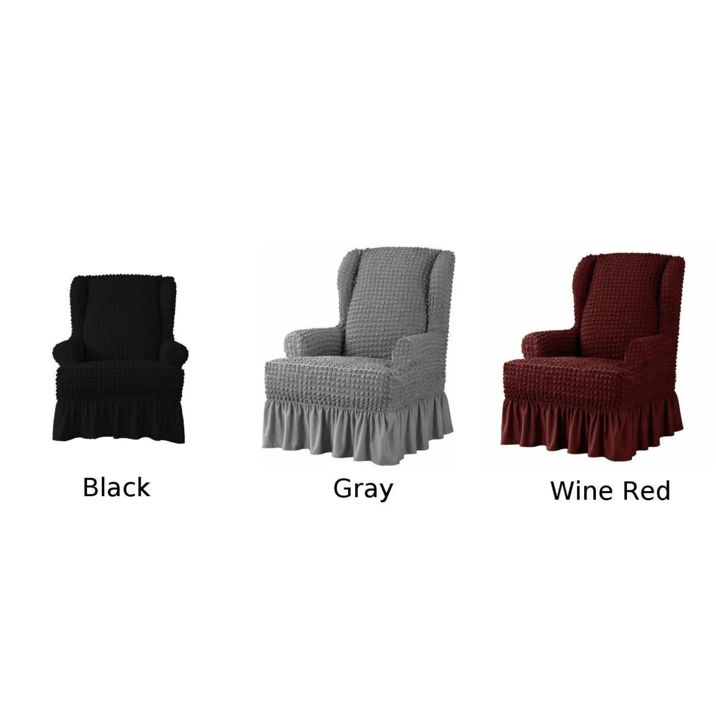 Wingback чехол на стул протектор Slipcover стрейч юбка стиль грязестойкий цвет красного вина/серый/черный