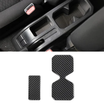 

For Suzuki Jimny 2019 2020 Car Cup Holder Insert Coaster Pad Decoration Sticker Real Carbon Fiber Black for Suzuki Jimny 2019+