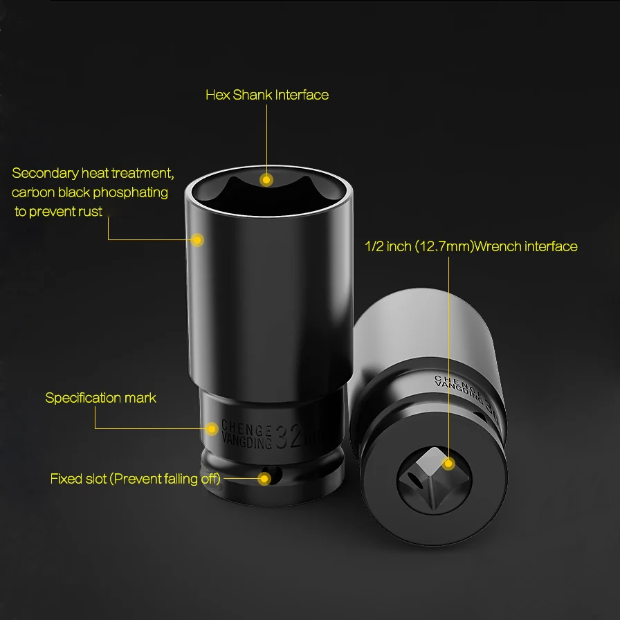 Standard 8~32mm Socket Wrench Set Tool 1/2" Drive Adapter Spanner Converter Reducer Electric Impact Wrench Socket Sets