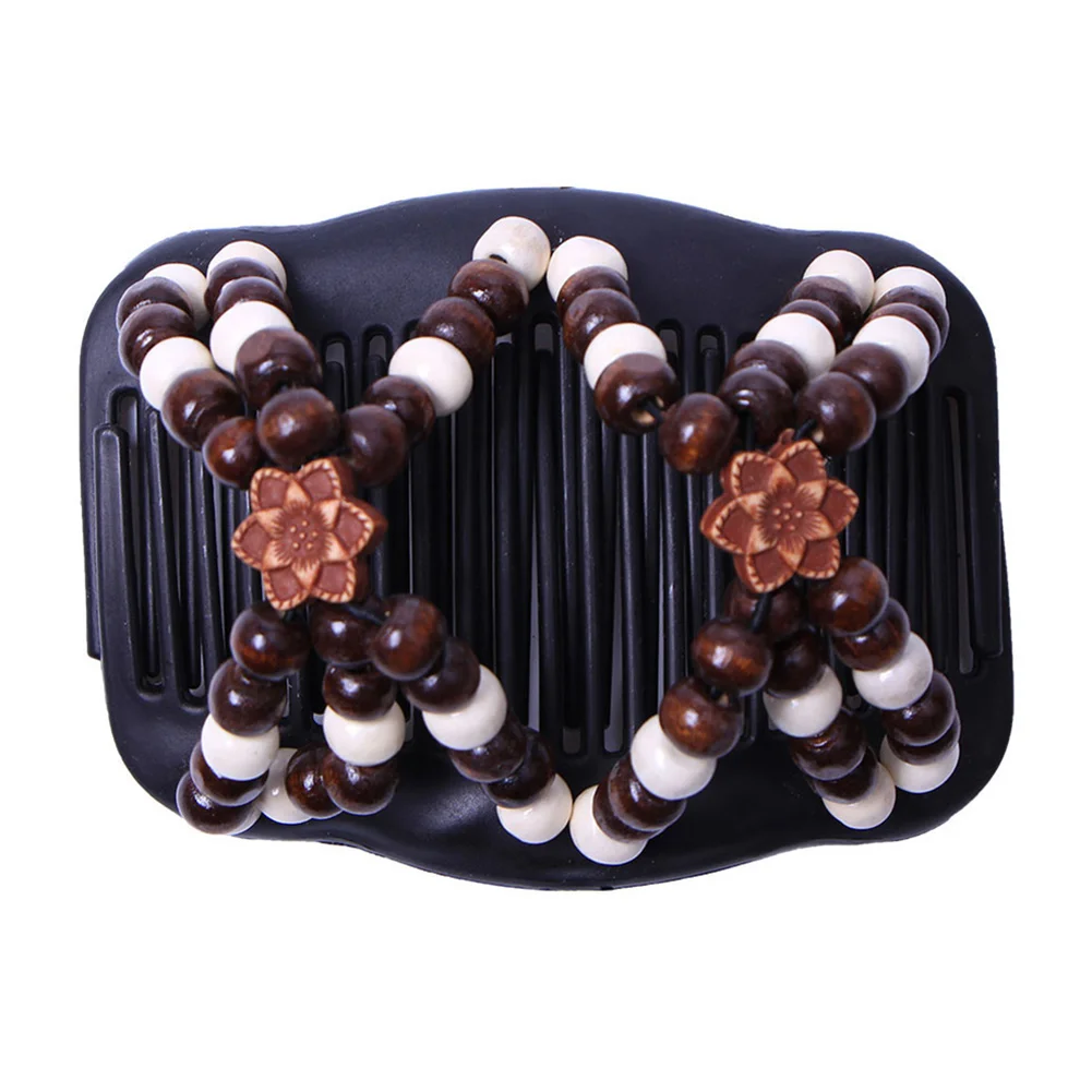 Newly Double Beaded Hair Clip Combs Beads Elastic Hairpin Bun Maker Pins Easy Updo Styling MS88 - Цвет: 03