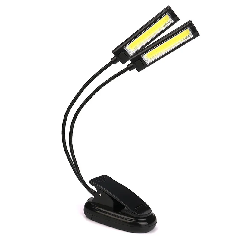 Гибкий usb-зажим 2x COB светодиодный светильник для чтения, учебы, стола, настольная лампа, перезаряжаемая