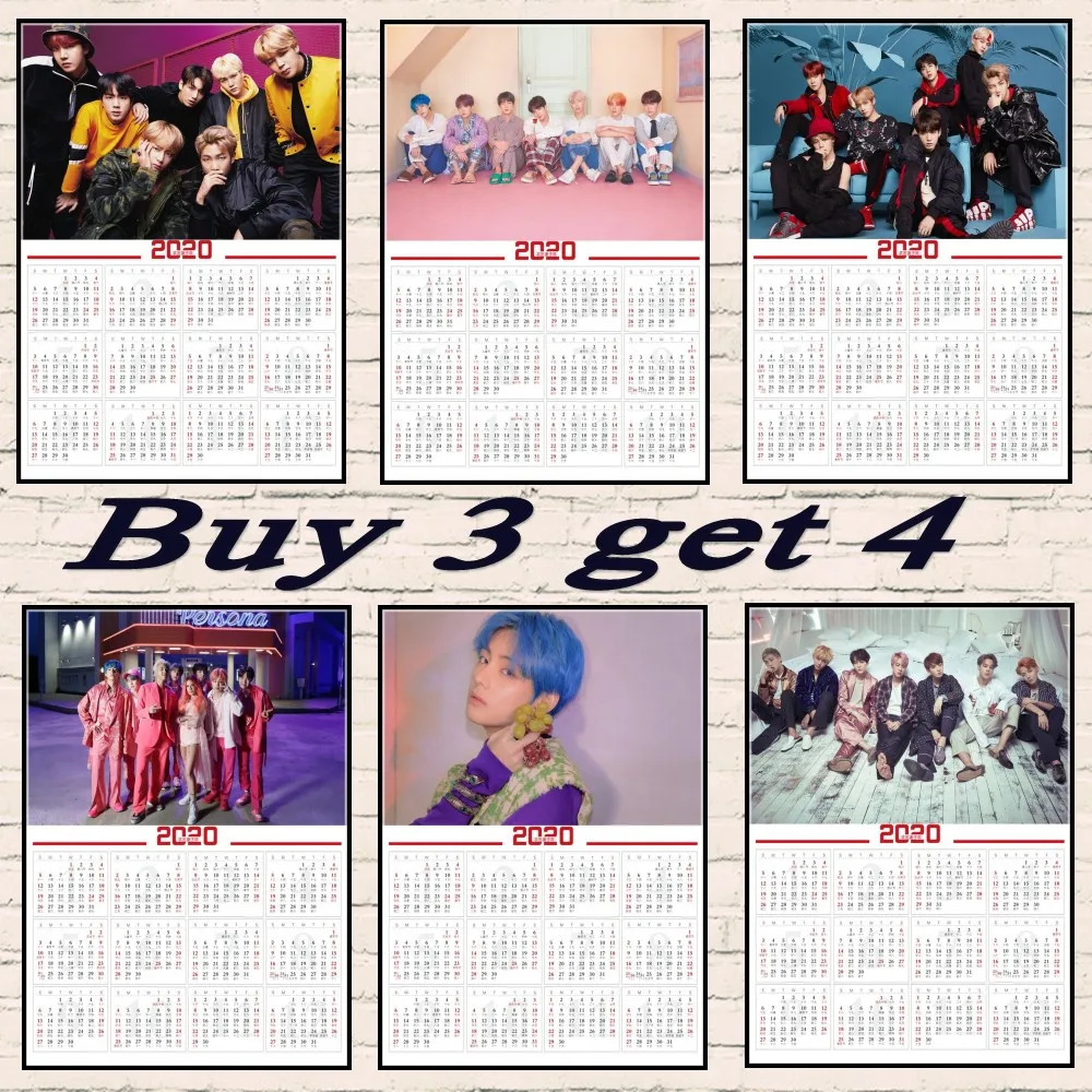 

South Korean Groups K-POP LOVE Yourself Map of the Soul Persona 2020 Calendar Poster Clear Image Home Art