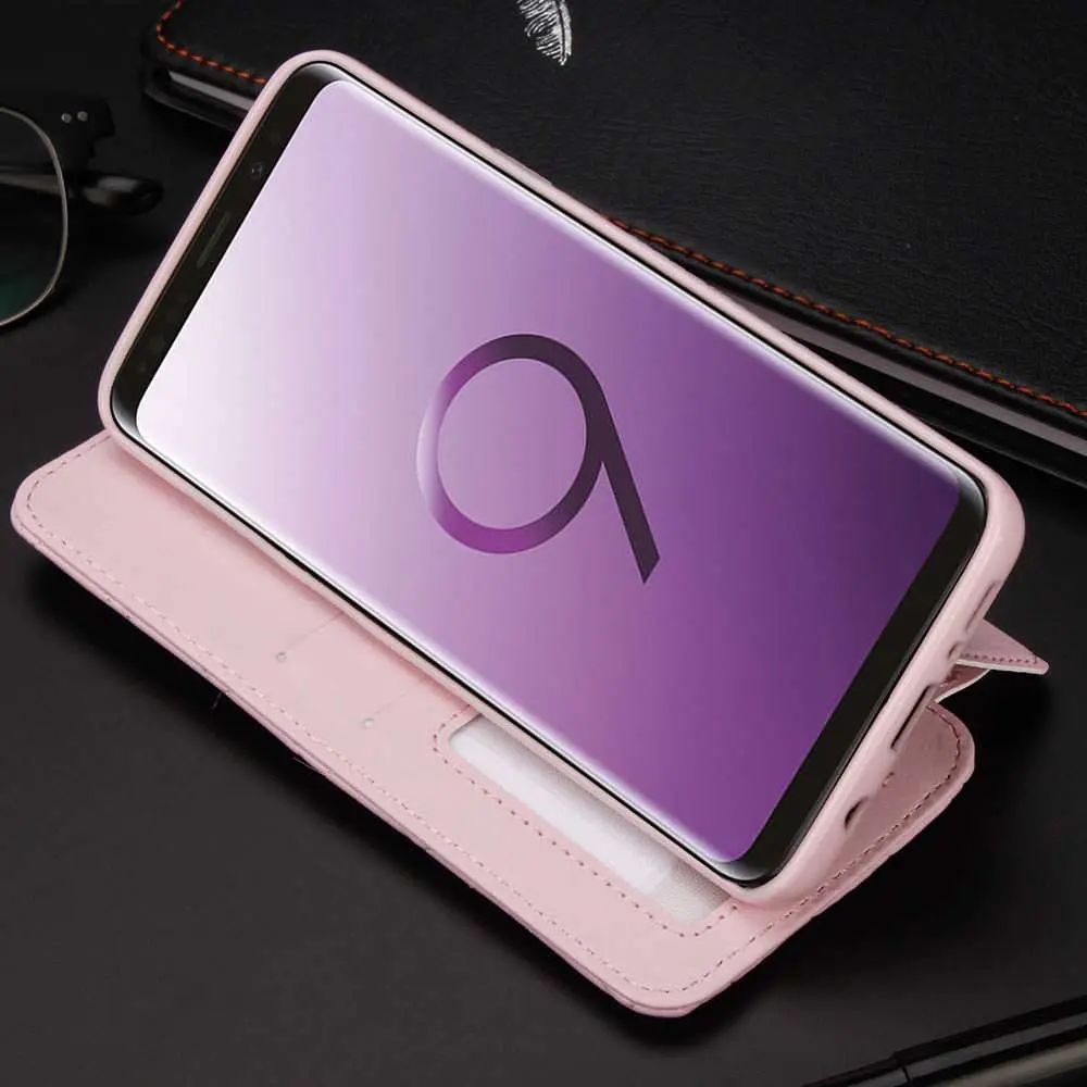 LCHULLE Роскошный кошелек чехол для телефона для samsung Galaxy S9 Plus S10 S10E S7 Edge женский Блестящий флип-чехол из искусственной кожи для samsung S8